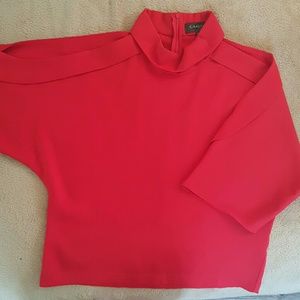 Red Garcia Cut Out Shoulder Top